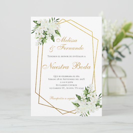 Elegant Spanish Wedding Invitation Kaart (Staand voorkant)