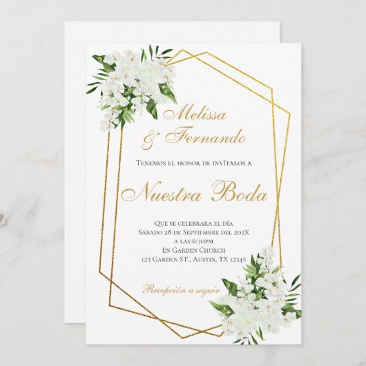 Elegant Spanish Wedding Invitation Kaart (Voorkant / Achterkant)