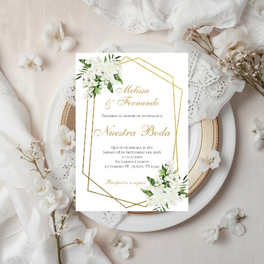 Elegant Spanish Wedding Invitation Kaart