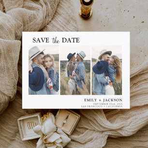 Elegant sparen Datum 3 Eenvoudige Foto Save The Date