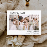 Elegant sparen Datum 3 Eenvoudige Foto Save The Date<br><div class="desc">Moderne en elegante Horizontale Drie (3) Foto sparen de Magnet van de Weddenschap van de Datum met hand geschreven manuscripttypografie. Sparen de magneet van de datumuitnodiging omvat manuscripttypografie en chic en eenvoudig ontwerp dat u uw aangepast afbeelding van de de fotografie van het verloving kunt toevoegen aan.</div>