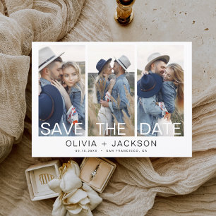 Elegant Sparen de Datum 3 Witte Brief van de Foto Save The Date