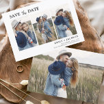 Elegant sparen de Datum 4 Eenvoudige Foto Save The Date<br><div class="desc">Moderne en Elegant Horizontaal Vier (4) Foto sparen de Magnet van de Weddenschap van de Datum met hand letterlijke manuscripttypografie. Sparen de magneet van de datumuitnodiging omvat manuscripttypografie en chic en eenvoudig ontwerp dat u uw aangepast afbeelding van de de fotografie van het verloving kunt toevoegen aan.</div>