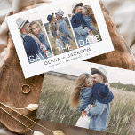 Elegant sparen de Datum 4 Witte Brief van de Foto Save The Date<br><div class="desc">Moderne en elegante foto bespaart de date bruiloft card. Sparen de kaart van de datumuitnodiging omvat witte typografie en chic en eenvoudig ontwerp op een witte achtergrond die u uw aangepast afbeelding van de de foto van het verloving kunt toevoegen aan.</div>