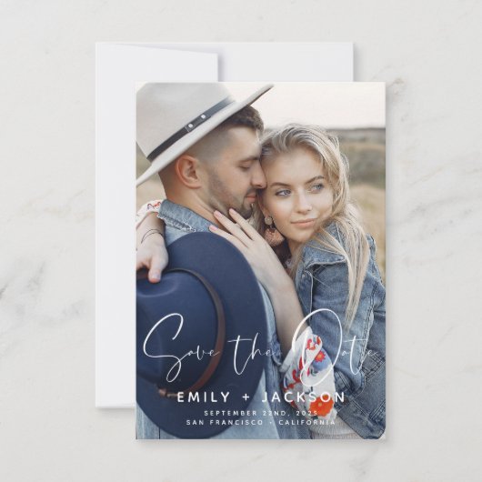 Elegant sparen de Datum het Moderne Manuscript van Save The Date (Voorkant)