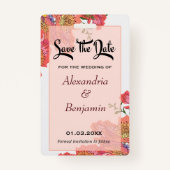 Elegant sparen de Datum Koraalventilator Waterverf Badge (Voorkant)