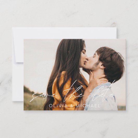 Elegant sparen de Handgeschreven Foto van het Manu Save The Date (Voorkant)