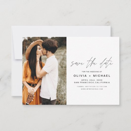 Elegant sparen de Handgeschreven Foto van het Manu Save The Date (Achterkant)
