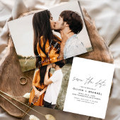 Elegant sparen de Handgeschreven Foto van het Manu Save The Date
