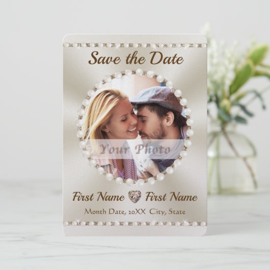 Elegant sparen de Uitnodigingen van de Datum, (Staand voorkant)