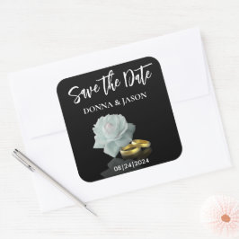 Elegant Sparen de Witte Rozen Goud Rings van het M Vierkante Sticker