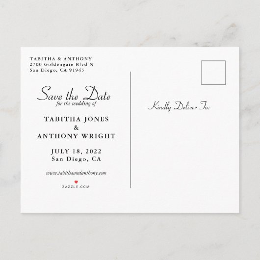 Elegant sparen het Manuscript van de Datum met Fot Aankondigingskaart (Achterkant)