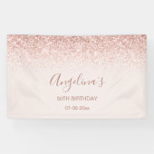 Elegant Sparging Blush Birthday Invitation Spandoek (Horizontaal)