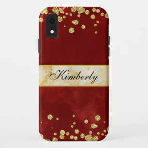 Elegant Sparging Gold en Burgundy Monogrammed Case-Mate iPhone Case