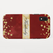 Elegant Sparging Gold en Burgundy Monogrammed Case-Mate iPhone Case (Achterkant (horizontaal))