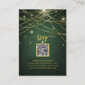 Elegant Sparging Gold String Lights QR Code RSVP Informatiekaartje (Voorkant)
