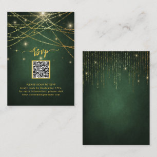 Elegant Sparging Gold String Lights QR Code RSVP Informatiekaartje