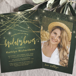 Elegant Sparging Gold String Lights Vrijgezellenfe Kaart