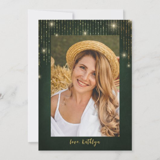 Elegant Sparging Gold String Lights Vrijgezellenfe Kaart (Achterkant)