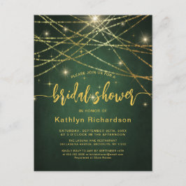 Elegant Sparging Gold String Lights Vrijgezellenfe Uitnodiging Briefkaart