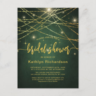Elegant Sparging Gold String Lights Vrijgezellenfe Uitnodiging Briefkaart