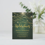 Elegant Sparging Gold String Lights Vrijgezellenfe Uitnodiging Briefkaart (Staand voorkant)