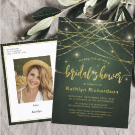 Elegant Sparging Gold String Lights Vrijgezellenfe Uitnodiging Briefkaart