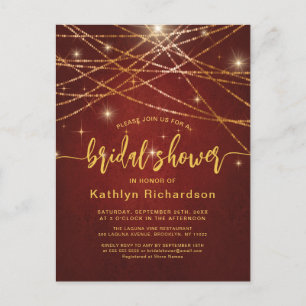 Elegant Sparging Gold String Lights Vrijgezellenfe Uitnodiging Briefkaart