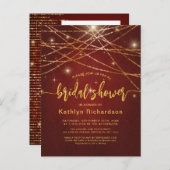Elegant Sparging Gold String Lights Vrijgezellenfe Uitnodiging Briefkaart (Voorkant / Achterkant)