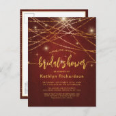 Elegant Sparging Gold String Lights Vrijgezellenfe Uitnodiging Briefkaart (Voorkant / Achterkant)