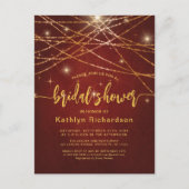 Elegant Sparging Gold String Lights Vrijgezellenfe Uitnodiging Briefkaart (Voorkant)