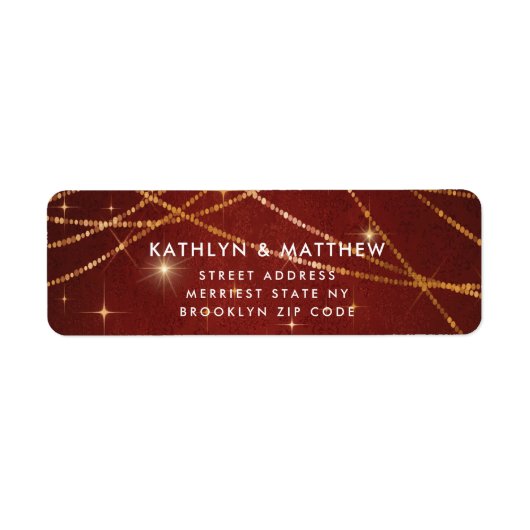 Elegant Sparging Gold String Lights Wedding Etiket (Voorkant)