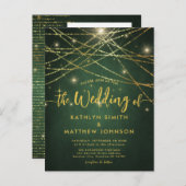 Elegant Sparging Gold String Lights Wedding Uitnodiging Briefkaart (Voorkant / Achterkant)