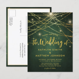 Elegant Sparging Gold String Lights Wedding Uitnodiging Briefkaart