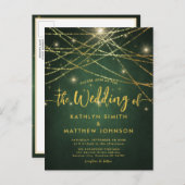 Elegant Sparging Gold String Lights Wedding Uitnodiging Briefkaart (Voorkant / Achterkant)