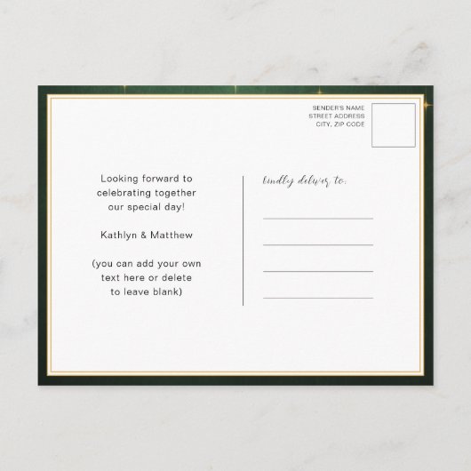 Elegant Sparging Gold String Lights Wedding Uitnodiging Briefkaart (Achterkant)