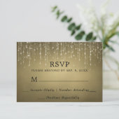 Elegant Sparging String Lights Gold Wedding RSVP Kaartje (Staand voorkant)