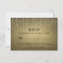 Elegant Sparging String Lights Gold Wedding RSVP Kaartje