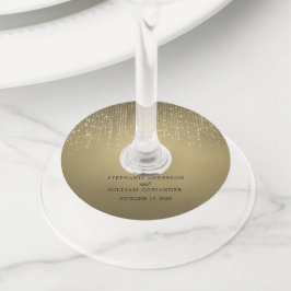 Elegant Sparging String Lights Gold Wedding Wijnglaslabel