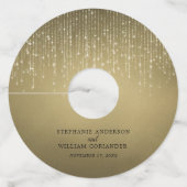 Elegant Sparging String Lights Gold Wedding Wijnglaslabel (Voorkant)