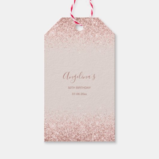 Elegant Sparking Blush Birthday Cadeaulabel (Voorkant)