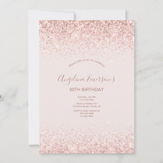 Elegant Sparking Blush Birthday Kaart (Voorkant)