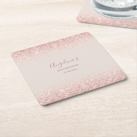 Elegant Sparking Blush Birthday Kartonnen Onderzetters (Schuin)