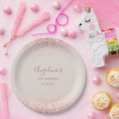 Elegant Sparking Blush Birthday Papieren Bordje (Feest)