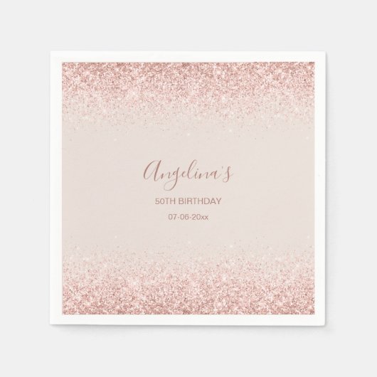 Elegant Sparking Blush Birthday Servet (Voorkant)