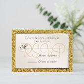 Elegant Sparking Gold Sweet 16 Glitter RSVP (Staand voorkant)