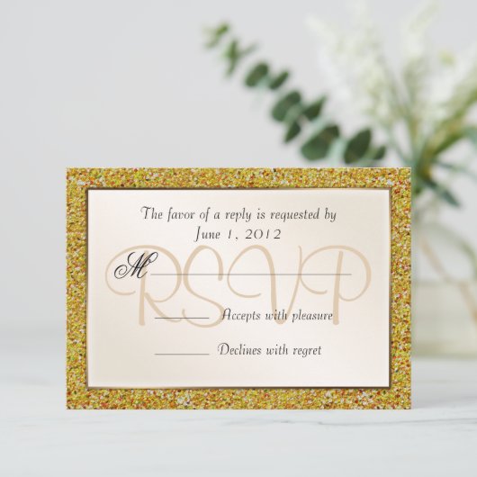 Elegant Sparking Gold Sweet 16 Glitter RSVP (Staand voorkant)
