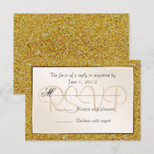 Elegant Sparking Gold Sweet 16 Glitter RSVP (Voorkant / Achterkant)