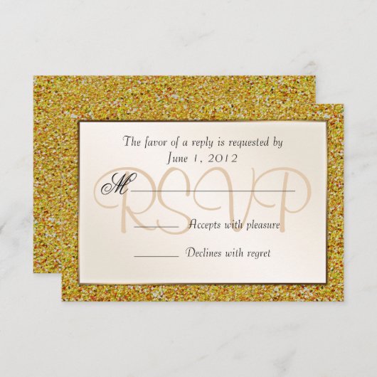Elegant Sparking Gold Sweet 16 Glitter RSVP (Voorkant / Achterkant)