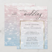 Elegant Sparking Ocean Beach Wedding Invitation Kaart (Voorkant / Achterkant)